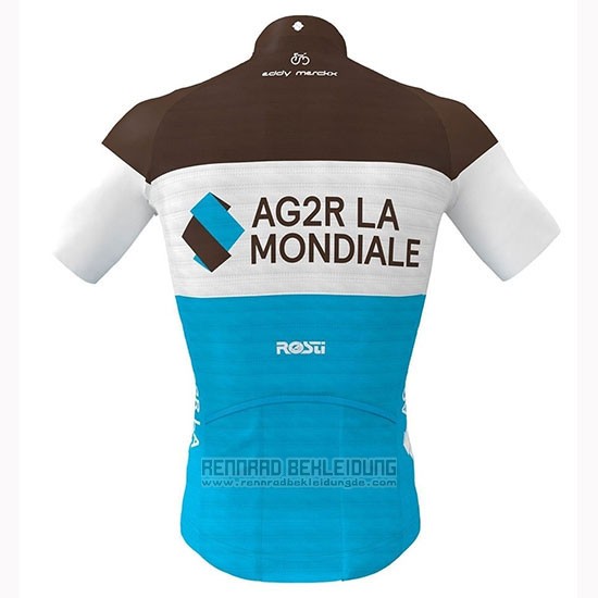 2019 Fahrradbekleidung Ag2r La Mondiale Braun Wei Blau Trikot Kurzarm und Tragerhose - zum Schließen ins Bild klicken